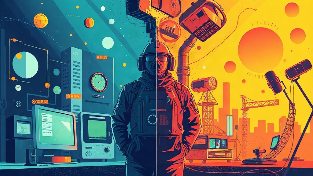 Ilustración conceptual, abstracta y estilizada que represente el Reality Check de este tema contrastando las expectativas vs la realidad de forma visual